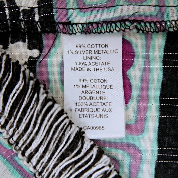 Nanette Lenore Floral Abstract Metallic Accent Fringe Hem V Neck Sleeveless Top - Picture 10 of 12